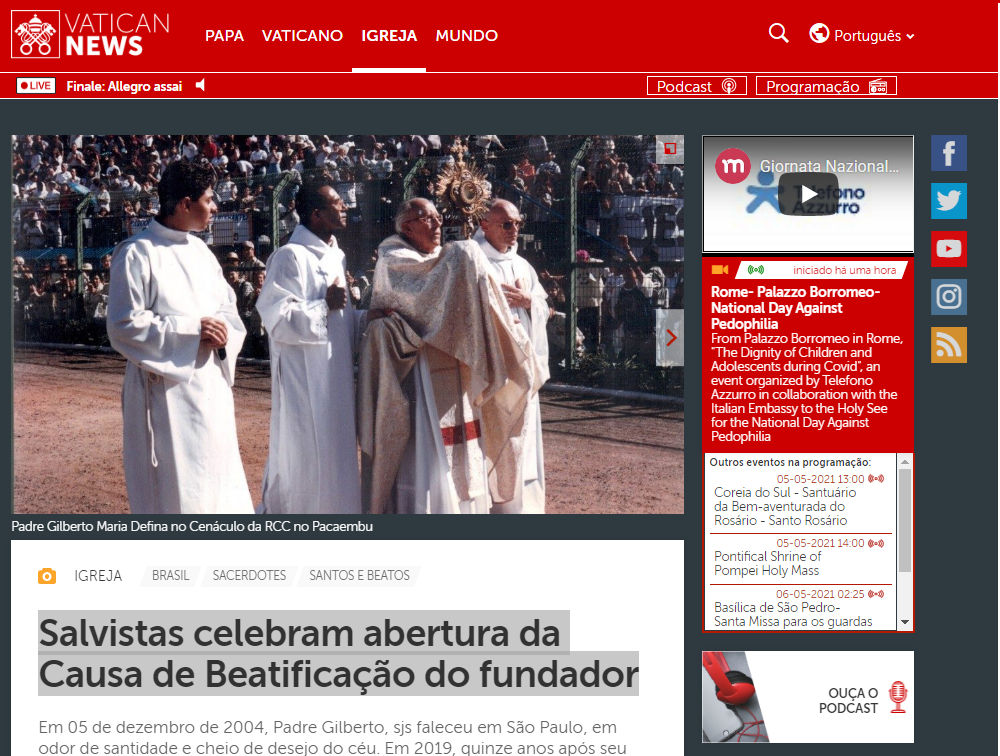 Salvistas celebram abertura da Causa de Beatificação do fundador